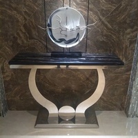 Table console victorienne de haute qualité en acier inoxydable doré en forme de cœur pour couloir d'hôtel