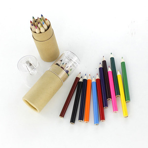 Mini lápices de colores de medio tamaño, empaquetados en barril de bañera de papel con afilador - Product Image 4
