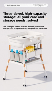 Multi-Functional Foldable Baby Changing Table with Bathtub, Adjustable Height & <b>Storage</b> for Newborn Care, Bath and Massage - Product Image 6