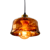 Support de lampe E26 homologué CUL, suspension en verre à hauteur réglable avec abat-jour en forme de feuille, finition noire pour salles à manger/salons