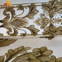 Wallpaper Dinding Vintage Mewah, Wallpaper Pvc Elegan Bunga Mawar Emas Cantik untuk Dinding