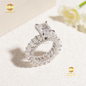 Özelleştirilmiş benzersiz düğün gelin takı 925 katı gümüş GRA sertifikaları beyaz radyant mozanit elmas sonsuzluk bant yüzük - Product Image 3