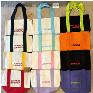 Sac fourre-tout en toile de coton écologique 16 oz avec fermeture éclair, taille personnalisable, design contrastant, logo brodé, longueur de la poignée - Product Image 1