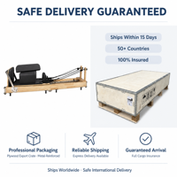 Reformer Pilates pliable en bois d’érable avec pieds réglables Machine de fitness professionnelle pour studio et maison
