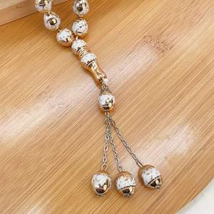 2025 nuovo 33 12MM di bambù Laser ellittico motivi architettonici islamici perline di preghiera musulmana braccialetti collana di preghiera quotidiana - Product Image 4