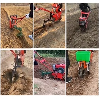 Mini Tractor Cultivador de 9HP con Motor de Gasolina/Diésel Refrigerado por Aire, con Orugas, Arado, Cultivadora de Potencia, para Deshierbe de Zanjas, Alta Productividad
