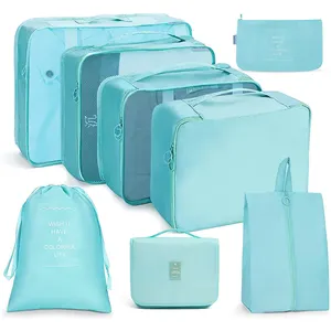 Ensemble de 8 pièces, sacs de voyage, <span class=keywords><strong>organisateur</strong></span> de bagages, <span class=keywords><strong>valise</strong></span> de vêtements, sac d'emballage de voyage, <span class=keywords><strong>pochette</strong></span> de Compression, <span class=keywords><strong>pochette</strong></span> d'organisation de bagages - Product Image 1