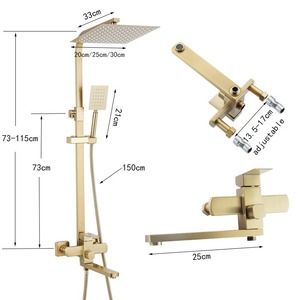 Adjustable Rain Shower Set Brushed Gold 25Cm Extended Nozzle Bathroom Toilet Pressurized Dual Control Cooling Heating - Product Image 3