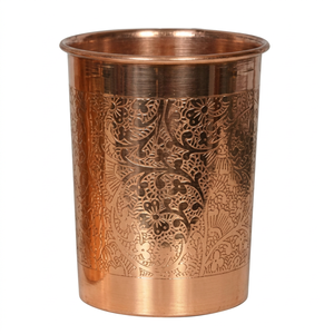 Hand-Made <b>Copper</b> glass With Floral Pattern Oriental Design Single Wall Metal Drinkware For Party Gift Adults - Product Image 2