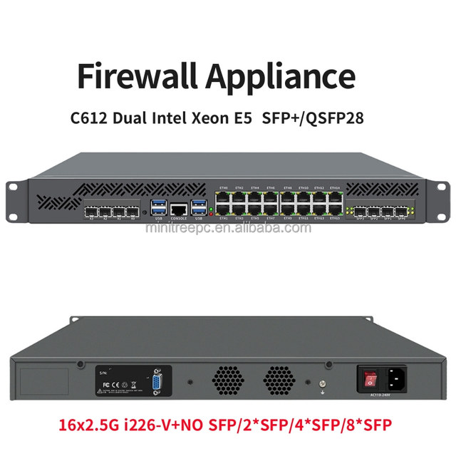 1U Rackmount Server Intel Xeon E5 Industrial Computer 8*10GbE SFP 16*2.5G I226 NIC Dual PSU  IKuai/ROS Firewall/Linux Compatible