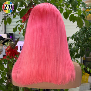 วิกผมบ๊อบสีชมพูอ่อนคุณภาพสูงพร้อมหน้าม้าสำหรับผู้หญิง วิกผมสั้นสีสันสดใสทนความร้อนสำหรับงานปาร์ตี้คอสเพลย์ ขนาด 14 นิ้ว - Product Image 2