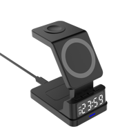 2024 Nieuwe Magnetische 3 In 1 Draadloze Oplader Station Met Wekker Voor Telefoon Hoofdtelefoon Smart Watch Opladen