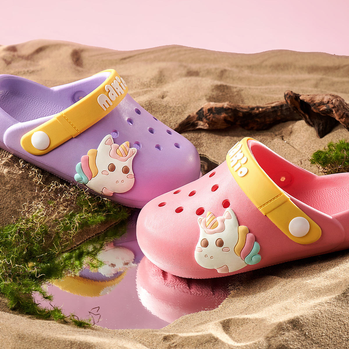 Zueco de Mario para niños, Zapatillas de casa antideslizantes de