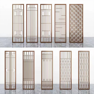 Cloison écran en acier inoxydable or rose brossé entrée métal creux lumière luxe salon verre rideaux cantonnières panneau - Product Image 5