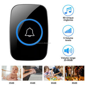 3 ricevitori per campanelli e campanelli impermeabili Kit Wireless 60 <span class=keywords><strong>suonerie</strong></span> con 2 ricevitori e 2 pulsanti campanelli senza fili - Product Image 2