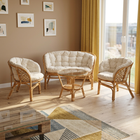 Ensemble de salon en rotin Bahama Skin Living, canapé et fauteuil confortables avec table basse, meubles élégants et durables tissés à la main pour l'intérieur