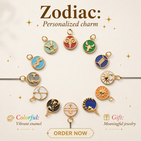 Manna Vintage Gouttes Colorées Huile 12 Constellation Pendentif Zircon Acier Inoxydable Or 18K Zodiaque Bracelet Charms