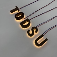 Enseigne LED personnalisée étanche avec logo, plaque d'entreprise lumineuse 3D dorée pour la publicité de bureau, décoration murale