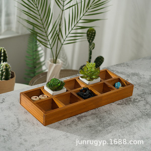 Organizador de Escritorio de Madera Rectangular con Parte Superior Abierta y Compartimentos para Decoración de Oficina en Casa y Artículos Pequeños - Product Image 5