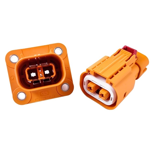 High-voltage DIN Brass Rectangular Connector Two-core Small Current Straight Plug New Energy Electric Vehicle Connection