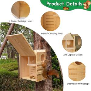 Nid d'écureuil en bois pour extérieur, mangeoire murale de jardin, cage de reproduction pour hamster et perroquet, <span class=keywords><strong>lit</strong></span> pour animaux de compagnie, <span class=keywords><strong>habitat</strong></span> pour écureuil - Product Image 5