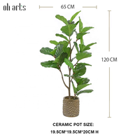 OH ARTS Factory Plantes artificielles en plastique, Ficus lyrata en pot, Faux Ficus en pot, Décoration extérieure, Type palmier pour la maison