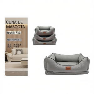 Juego de Cama para Perros de Tres Piezas, Súper Suave, con Base de Esponja y Tela de Cristal, Color Gris - Product Image 2