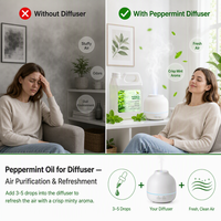 Huile essentielle de Mentha Piperita biologique distillée à la vapeur pour l'aromathérapie, le massage et la fabrication de savon, vente en gros, USDA