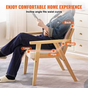 <b>Mid</b> <b>Century</b> Modern <b>Accent</b> <b>Chair</b> with Rattan Back Beige Upholstered Velvet for Living Room Bedroom Reading Room or Office - Product Image 6