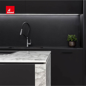 Alland Base mobili Interior Design Free Standing lacca opaca <span class=keywords><strong>MDF</strong></span> pannello porta di stoccaggio armadi da cucina con lavello - Product Image 1