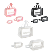 Dichos PVC Transparent Lot de Trois Pièces Trousse de Toilette Étanche Sac de Plage Rangement de Voyage Trousse de Maquillage Minimaliste