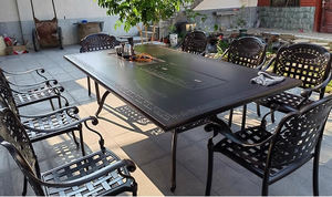 طاولة طعام مزدوجة من الفحم المصبوب من الألومنيوم ، طاولة طعام خارجية قوية مع مشاوي للشواء - Product Image 6