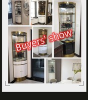 Vitrine à vin moderne pour salon en acier inoxydable avec cadre en métal Armoire de rangement de luxe double porte en verre pour bar et vin