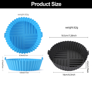 Panier de friteuse à air réutilisable de qualité alimentaire, compatible lave-vaisselle, moule pour four, accessoires pour micro-ondes, inserts ronds en silicone pour friteuse à air - Product Image 2