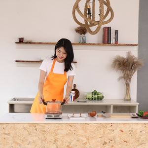 Biểu tượng tùy chỉnh in cam khuyến mãi không thấm nước <span class=keywords><strong>Polyester</strong></span> 100% Bếp Nấu Ăn đầu bếp tạp dề với túi lớn - Product Image 6