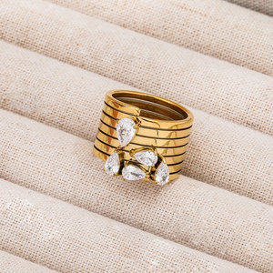 Anello in Acciaio Inossidabile con Zirconia Pavé, Impermeabile, di Alta Qualità, Stile Moda, per Donna - Product Image 5