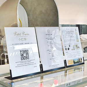 Présentoirs haut de gamme acrylique A4 cadre publicitaire en métal Style moderne A5 bureau <span class=keywords><strong>Salon</strong></span> de beauté support carte Table présentoir - Product Image 6