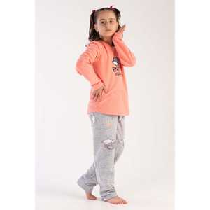 Ensemble pyjama fille à manches longues et jupe ovale, col polaire, chaud, printemps, vêtements pour enfants, technique d'impression unie - Tailles 7-8/13-14 - Product Image 3