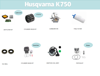 Kit de Pistón de 51 mm Compatible con Hus Partner K750 506372401, Alta Precisión, Resistente al Desgaste, Piezas de Motor para Sierra de Corte, Venta al Por Mayor