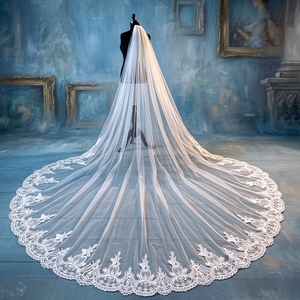 <span class=keywords><strong>Voile</strong></span> de mariée LUOXIN longueur cathédrale avec bordure en dentelle, élégant <span class=keywords><strong>voile</strong></span> de mariage grandiose pour robe de mariée - Product Image 3