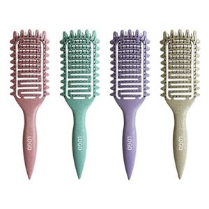 Wheat Straw Silicon Hair <b>Brush</b> With Wide Tooth <b>Detangling</b> Comb Custom logo Scalp Massager Shampoo <b>Brush</b> for Wet Dry Curly Hair - Product Image 2