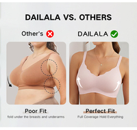 Sujetador sin aros con corte láser y borde festoneado, talla grande, cierre trasero, push-up, XL XXL, para mujer, sin aros, para pechos grandes
