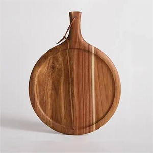 Plateau de service carré en bois d'acacia écologique et durable, assiette à steak et à pizza avec poignée, style japonais, luxe léger pour <span class=keywords><strong>la</strong></span> maison et <span class=keywords><strong>la</strong></span> <span class=keywords><strong>cuisine</strong></span> - Product Image 6