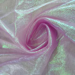 Venta al por mayor de tela de crepé de organza Mikado tela de tul iridiscente de dos tonos para decoración de boda Vestido Lolita