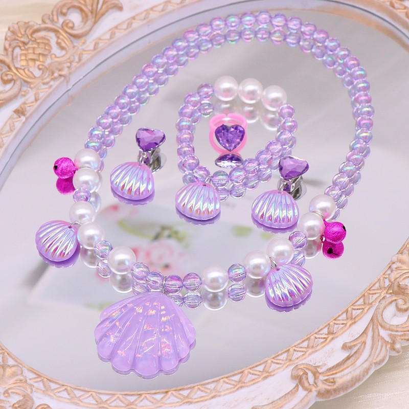 Transparent large shell purple 5 piece opp bag