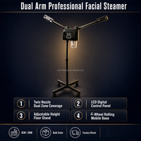 Appareil de soin du visage professionnel mobile sur pied à double buse, vaporisateur de vapeur pour salon de beauté, équipement de soin de la peau, vaporisateur facial ionique nano, fournisseur OEM