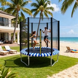 Ensemble de <span class=keywords><strong>trampoline</strong></span> d'extérieur de haute qualité avec panier de basket-ball intégré pour des jeux familiaux amusants et actifs - Product Image 5