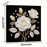 LS Gevormde 5D DIY Parel Schilderij Kit Druivenroos Bloem Gedeeltelijke Stippen Schilderij Gouden Diamanten Witte Halve Parel Handgemaakt Ambacht DIY
