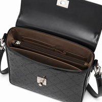 Sac bandoulière carré brillant en similicuir verni pour homme avec rabat, fermeture à torsion, sangle fine détachable, OEM ODM