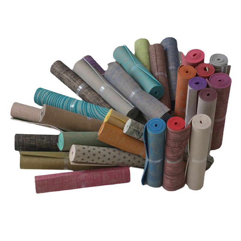 Não-tóxico orgânico natural Eco Amigável Juta Yoga Esteiras De Borracha Natural Anti-rasgo Eco Juta Algodão Yoga Mat